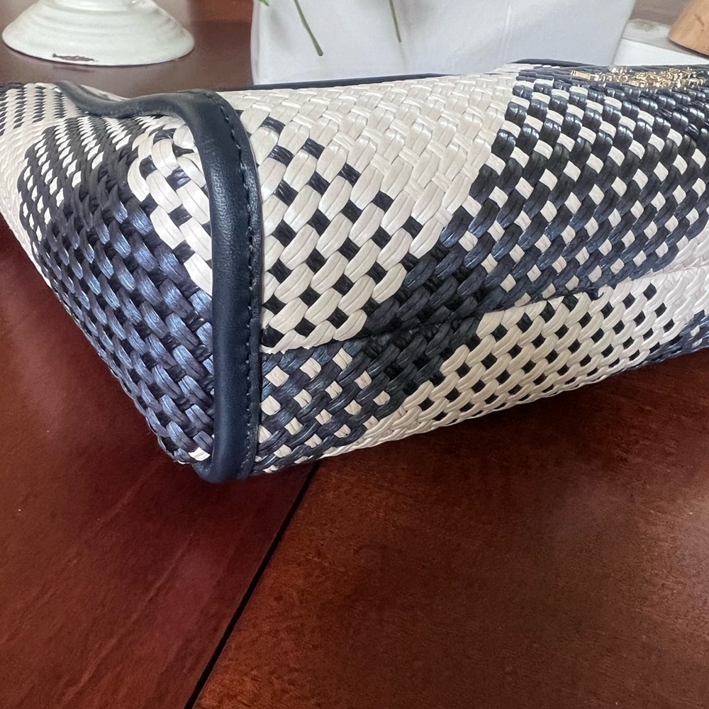 NWT Kate Spade Alexia Clutch Navy Blue/Cream Gingham Clutch/Crossbody - Picture 3 of 7